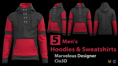 5 Men's Hoodie & Sweatshirt +Zprj+Fbx+Obj