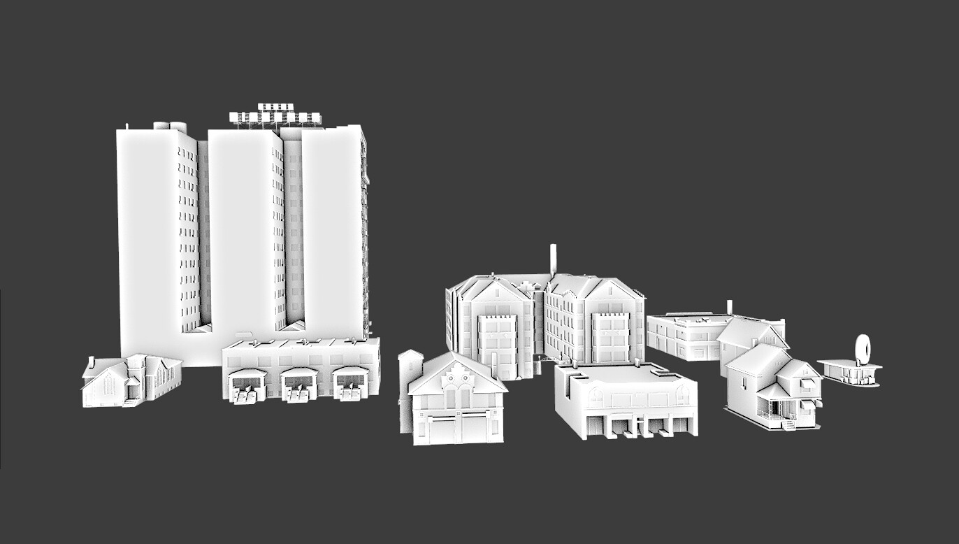 ArtStation - 10 IN 1 BUILDINGS GAME READY LOW POLY | Game Assets