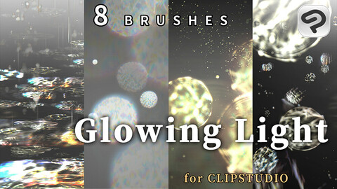 8 Glowing Light Brushes for ClipStudioPaint/12 PNG images