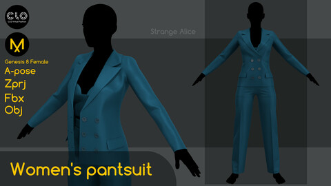 Women's pantsuit. Clo3d, Marvelous Designer projects.