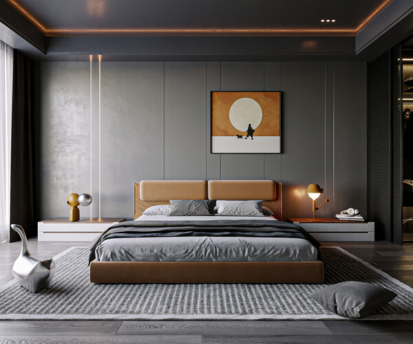 ArtStation Black and Orange Bedroom Resources