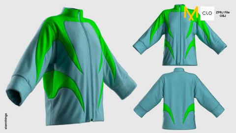 Streetwear Jacket #001 - Clo 3D / Marvelous Designer + OBJ / DIGITAL FASHION / HYPEBEAST / FUTURE FASHION