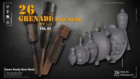 26 Grenade WW12 Base Mesh - VOL 02 (Game Ready)
