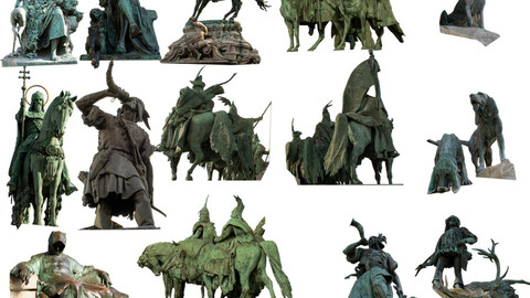 16 precut Budapest statues (png)...