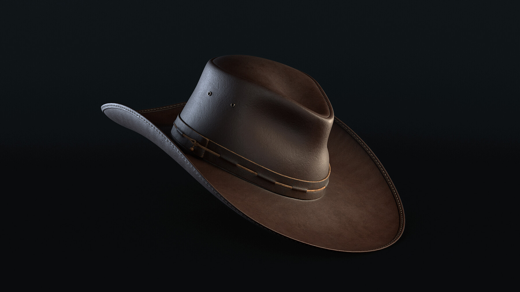 Cowboy Leather Hat 3D model