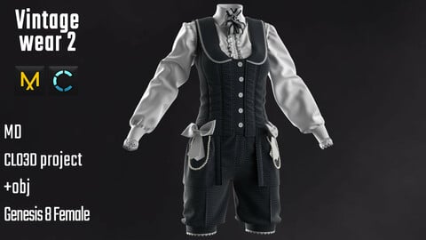 Vintage Wear 2. Marvelous Designer / Clo 3D project +obj