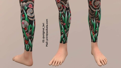 ArtStation - Ginkgo Leg Tattoo Design