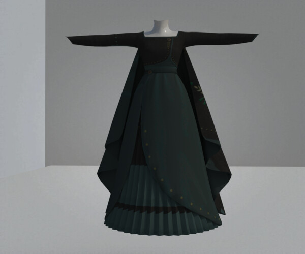 ArtStation - Black robe black bifurcate long skirt cartoon costume ...