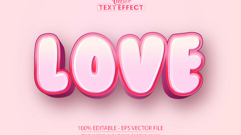 Love text effect, editable comic and cartoon text style