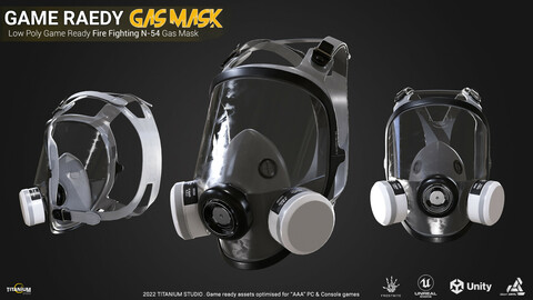 Low Poly Game Ready Fire Fighting Gas mask