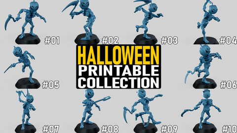 Halloween Pumpkin Undead 1-10 Pose Collection 3D print model