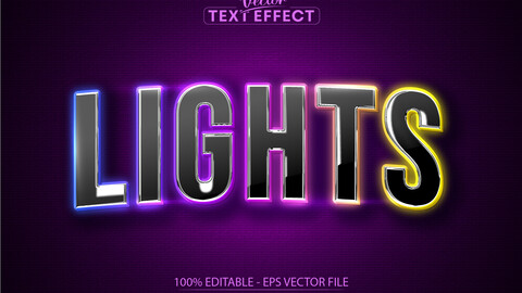 Lights text effect, editable neon text style