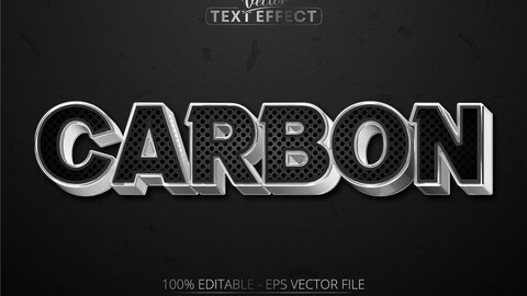 Carbon editable text effect, shiny luxury silver color and metallic font style