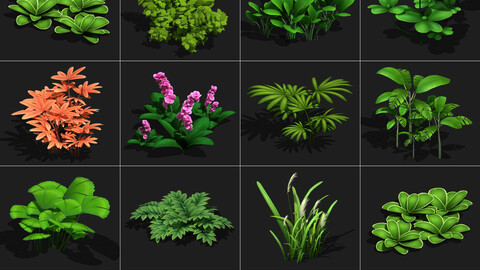 75 Plant Grass Flowers Leaves Nature Construction Kit Game Assets
