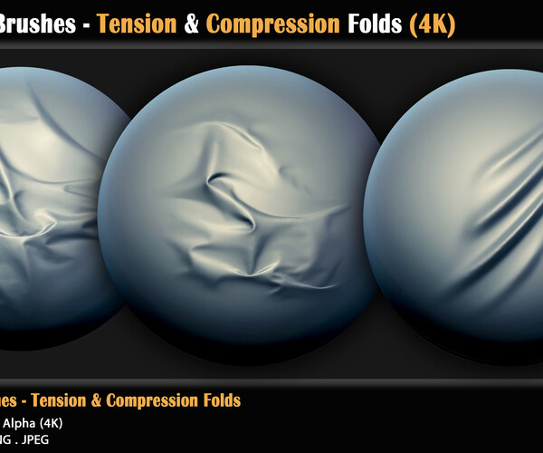 ArtStation - 40 Fabric Brushes - Tension & Compression Folds - 4K (VOL 04)