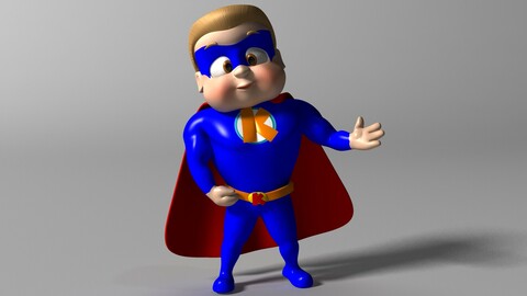 Cartoon Kid superhero 3D  Model
