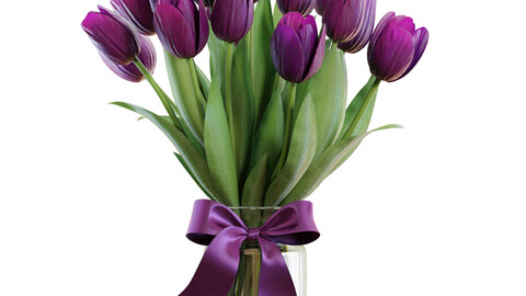 3D Model / Flower Set 23 / Purple Tulips Bouquet 02