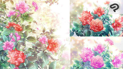 Chica Flower Brushes for ClipStudioPaint/36 PNG images