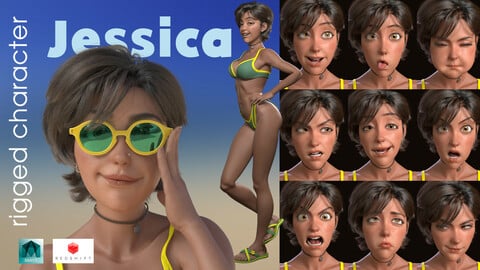 Female character Cinematic model Rigged