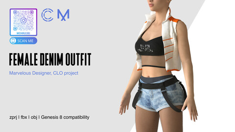Female Denim Outfit | Marvelous Designer | CLO3D project