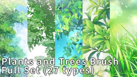 Plants and Trees Brush  Full Set for ClipStudioPaint (27 types/119 PNG images)