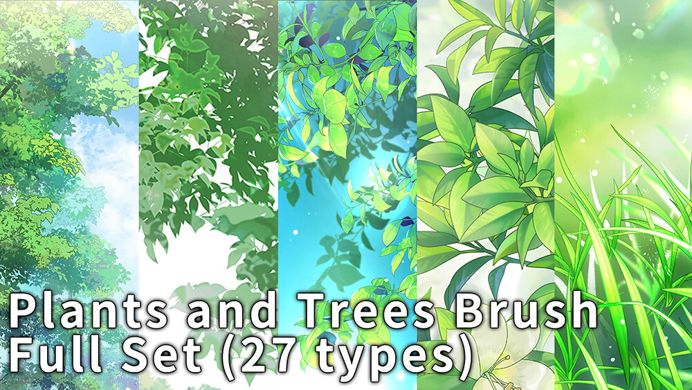 ArtStation - Plants and Trees Brush Full Set for ClipStudioPaint (27  types/119 PNG images) | Brushes