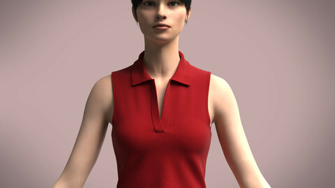 Ladies V Neck Polo Crop Top