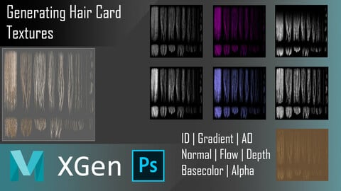 Generating Hair Card Textures | Maya | XGen | Arnold | Photoshop