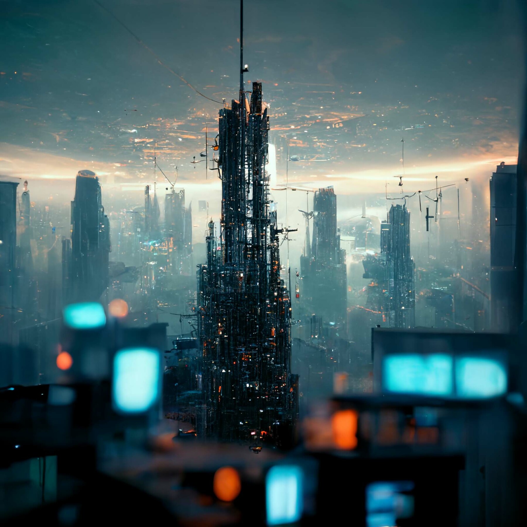 ArtStation - Futuristic Dystopian Hanging Cities | Artworks