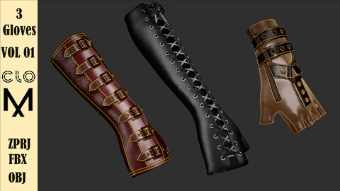 3 Gloves_VOL 01( Marvelous/CLO +ZPRJ +OBJ +FBX )