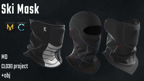 Ski Mask. Clo 3D / Marvelous Designer project +obj