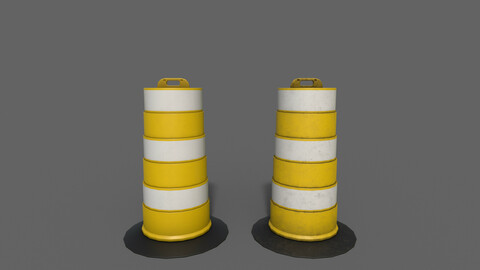 PBR Traffic Drum Barrel Yellow