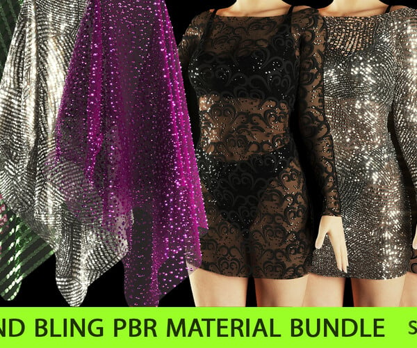 ArtStation - Lace and bling fabric PBR material bundle (SBSAR + 4K ...