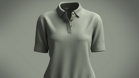 Ladies knitted short sleeve polo