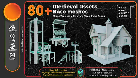 80 Medieval town assets (Base Mesh)