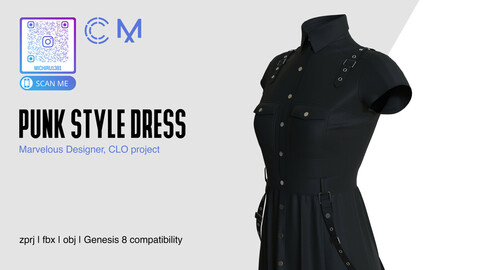 Punk Style Dress | Marvelous Designer | CLO3D project