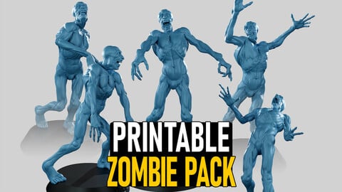 Zombie Undead in Epic Pose 1-5 3D Printable Pack