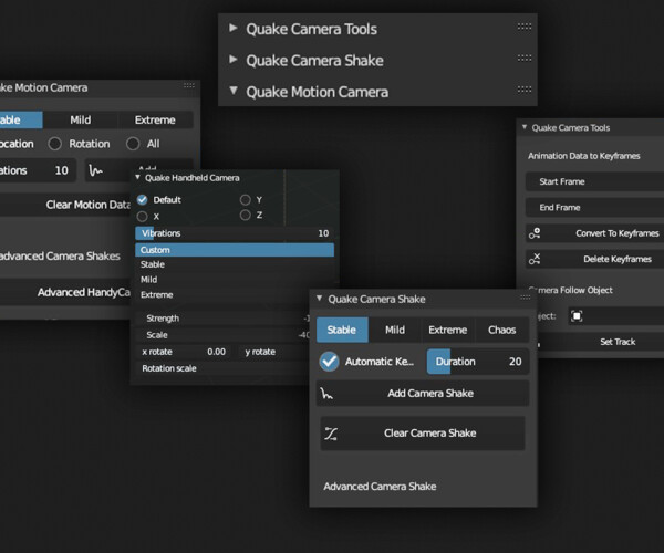 ArtStation Quake Motion Camera Shake Blender Addon Resources
