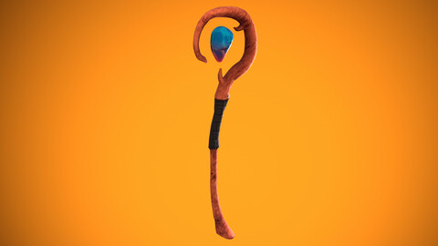 Stylized Witch Staff - Low poly Game ready 3D model