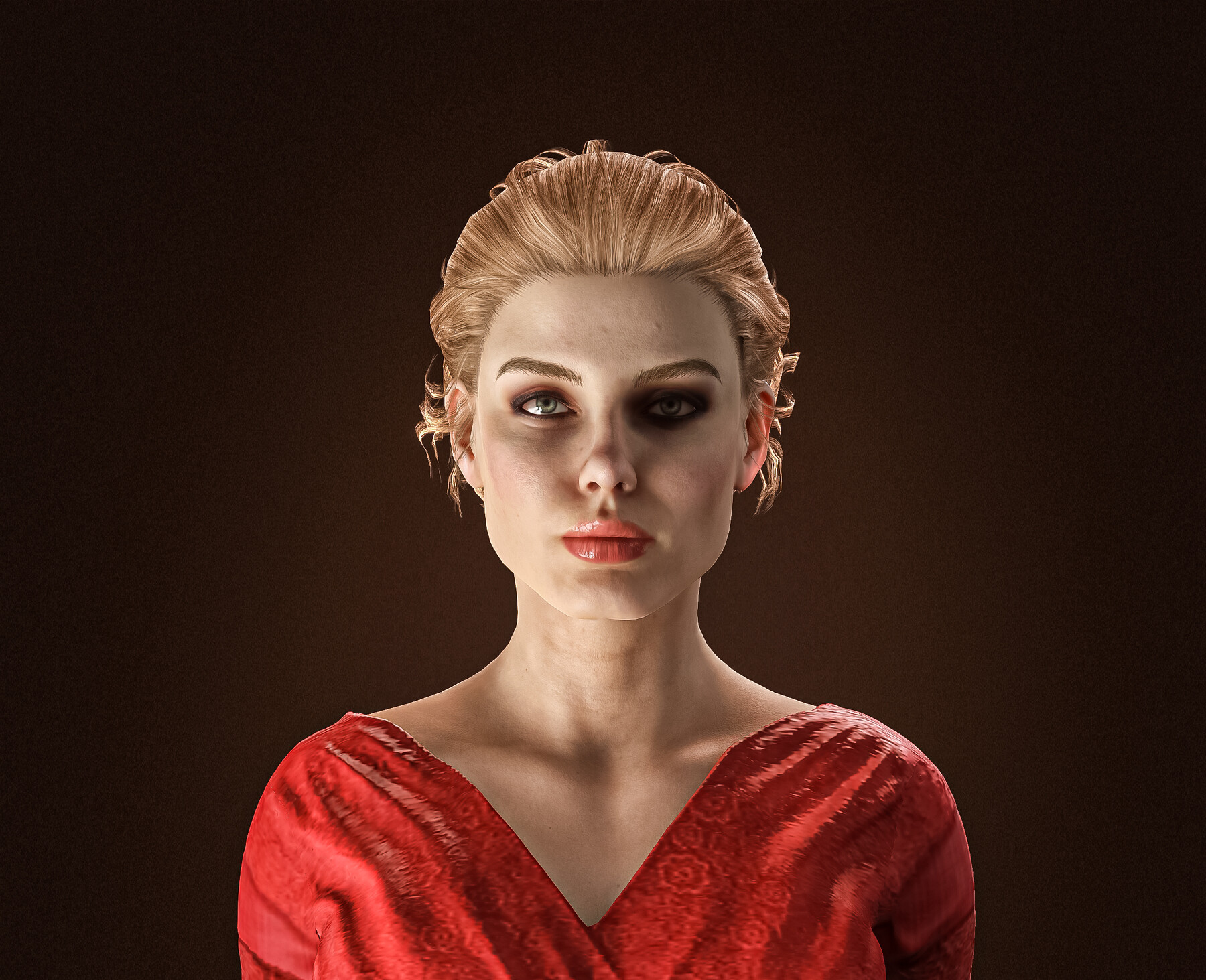 ArtStation High Quality Realistic Woman in Red Dress Character