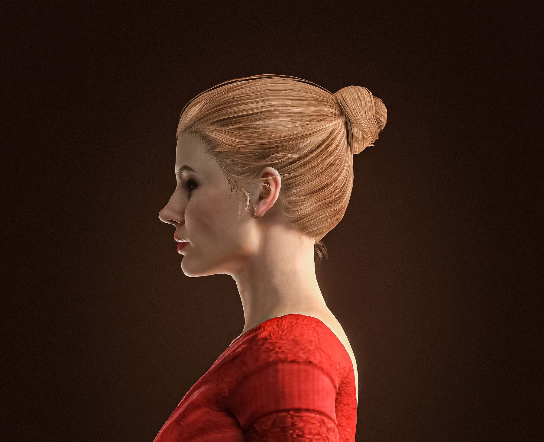 ArtStation High Quality Realistic Woman in Red Dress Character