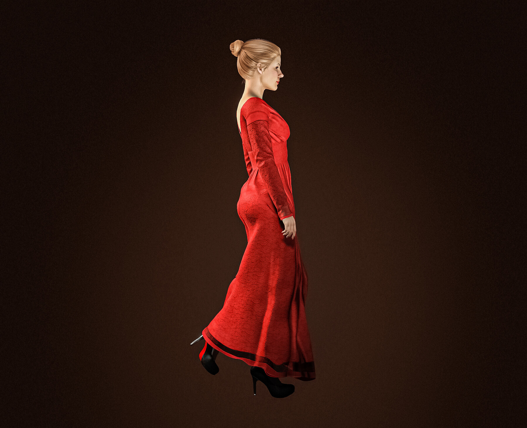 ArtStation High Quality Realistic Woman in Red Dress Character