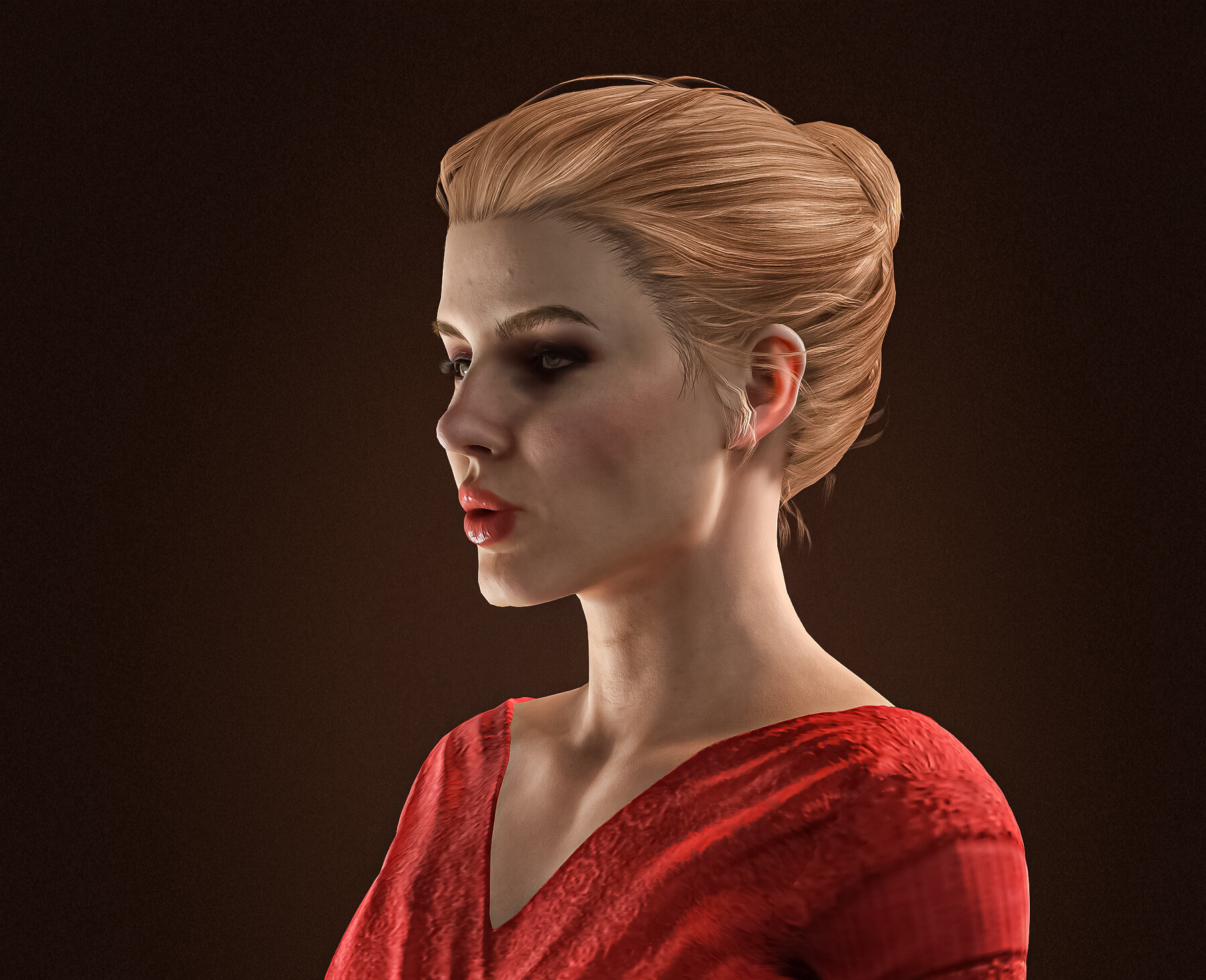 ArtStation High Quality Realistic Woman in Red Dress Character