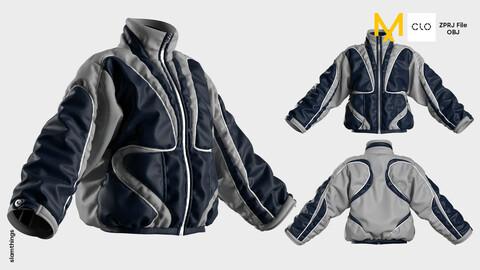 Streetwear Jacket #004 - Clo 3D / Marvelous Designer + OBJ / DIGITAL FASHION / HYPEBEAST / FUTURE FASHION