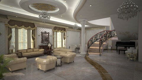 Living Room Interiors 3D Scene