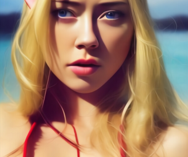 ArtStation Ai Created art of a girl in red bikini Artworks