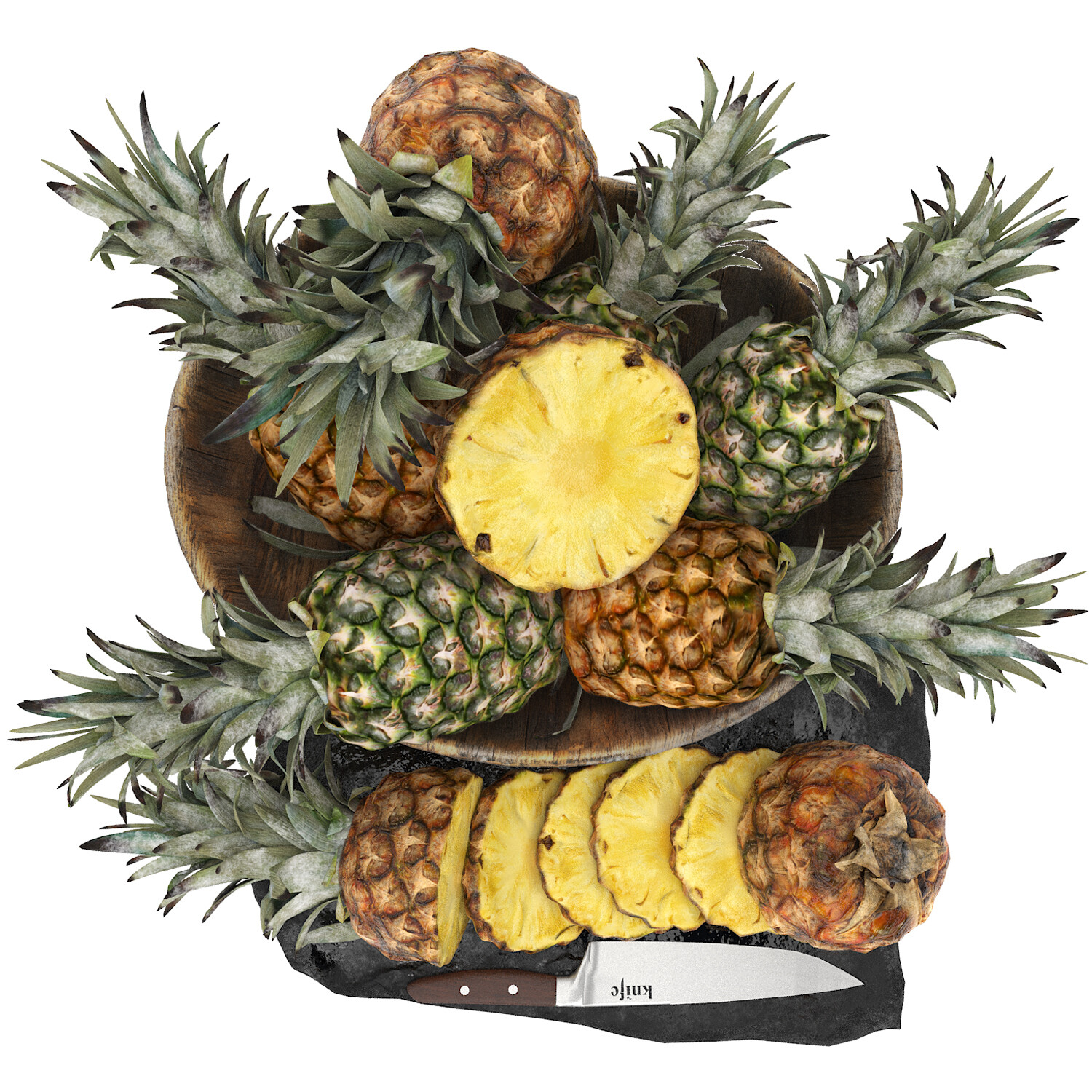 Artstation Bowl Of Pineapples Game Assets