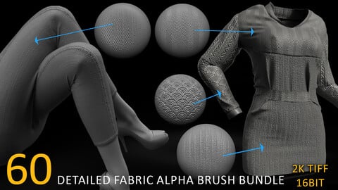 DETAILED FABRIC alpha brush bundle (tilable 2k tiff16bit)