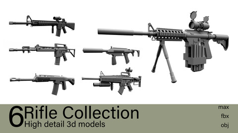 6 Rifle Collection 3d models-max.fbx.obj