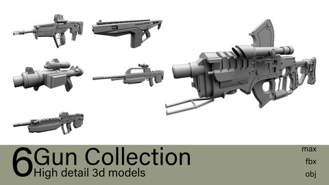 6 Gun Collection 3d models-max.fbx.obj